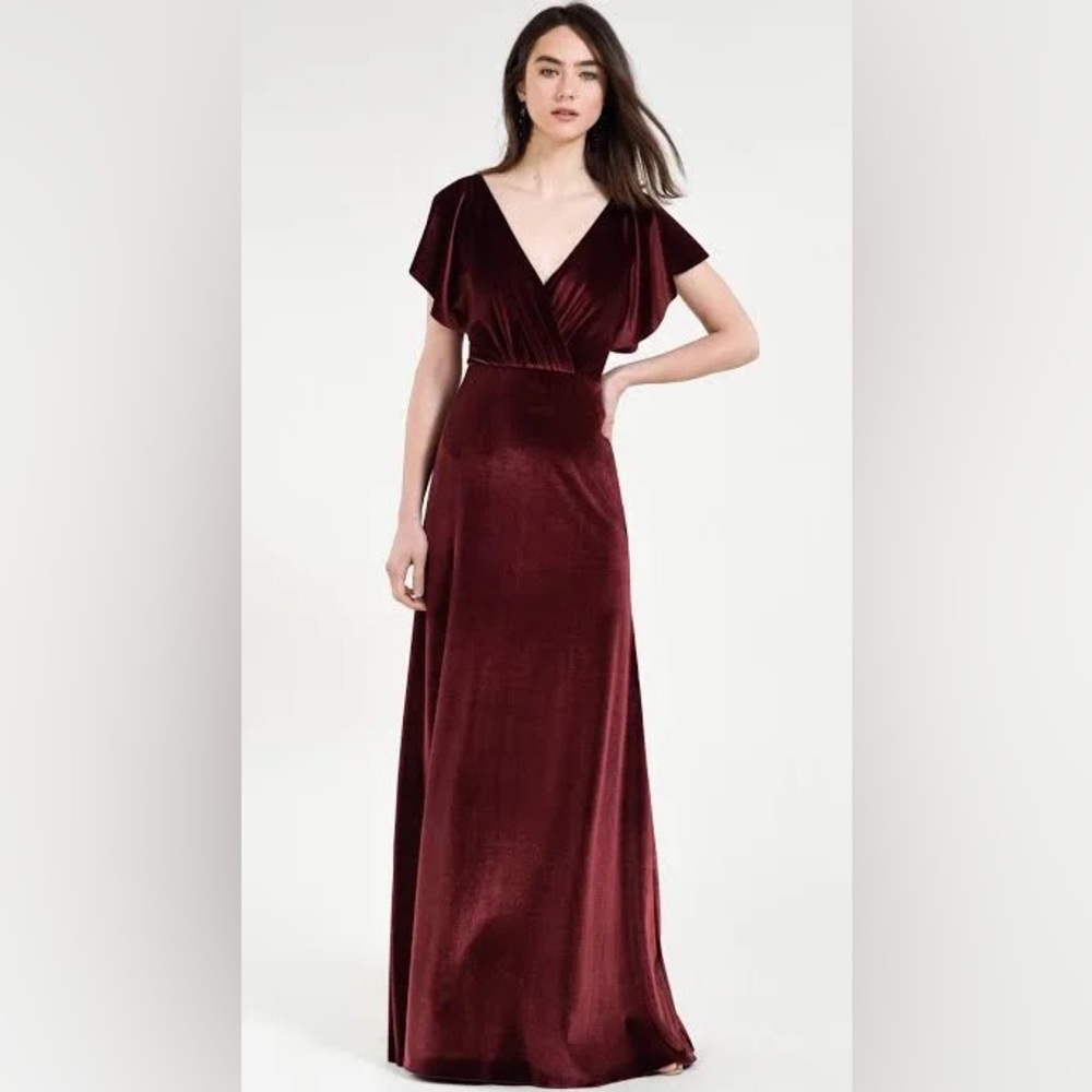 Jenny Yoo bridesmaid Marin Vintage Plum stretch velvet never worn